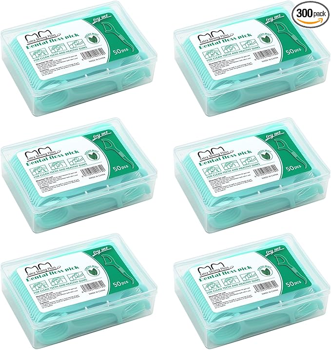 300PCS Dental Floss Travel Floss Professional Toothpicks Sticks Dental Floss Picks Flossers with Travel Case Superfine Floss Picks Dental Picks for Teeth Cleaning