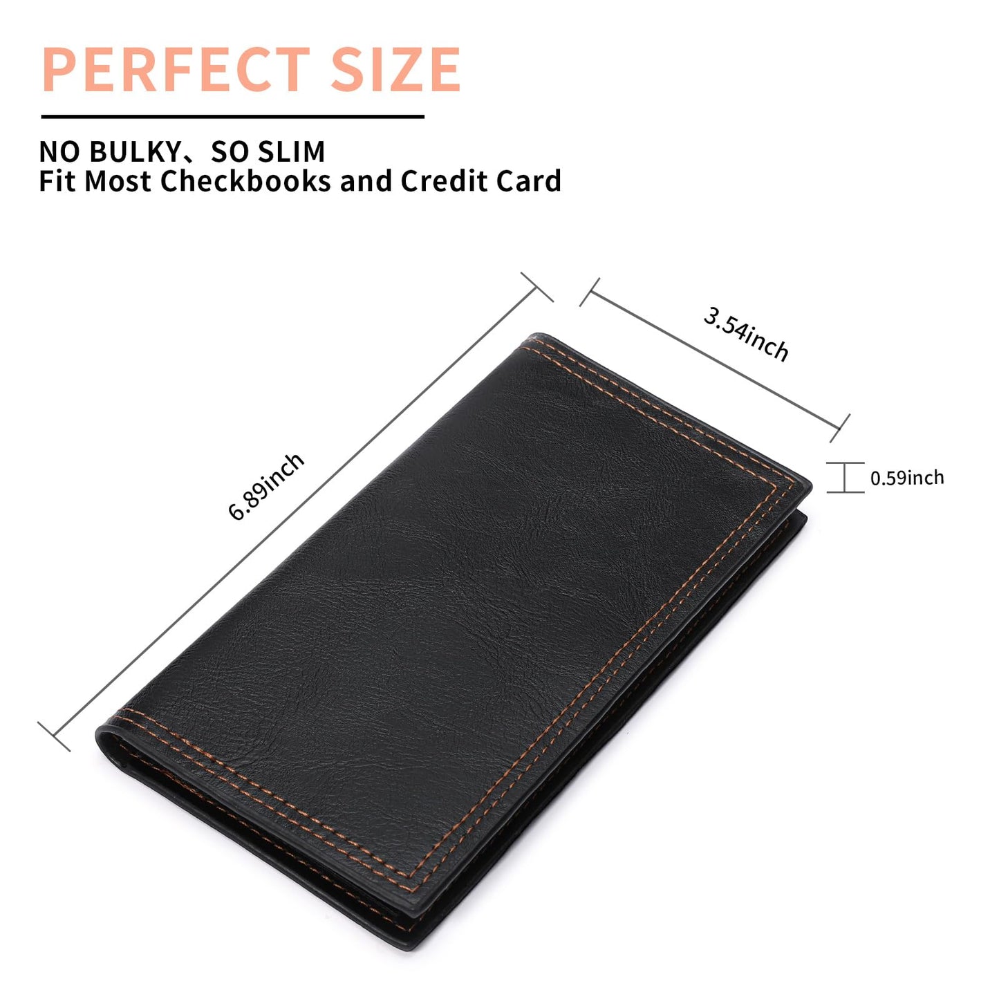 FALAN MULE Long Wallet for Men Leather Bifold Card Holder Slim Wallet with ID Window