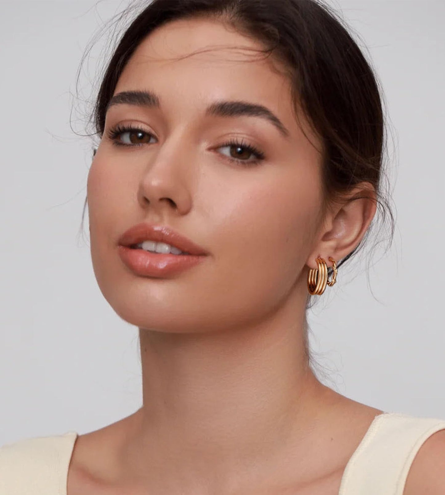 Gold Hoop Earrings Set for Women, 18 Pairs Hypoallergenic Chunky Open Pearl Hoops Earring Multipack, Gold Statement Hoop Earrings for Women Trendy Jewelry