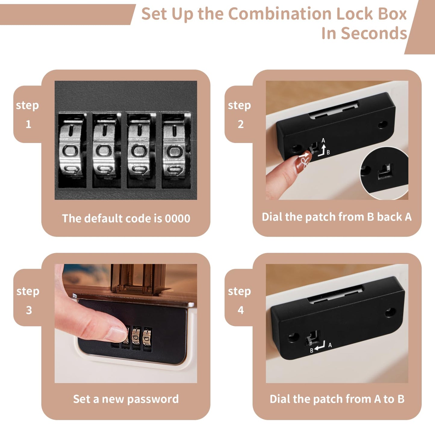 Lock Storage Box - Medicine Secure First Aid Organizer Box Safe with Combination Code for Cash Money Key Phone Snack Home Fridge Office Travel Storage Gifts - Brown - Small