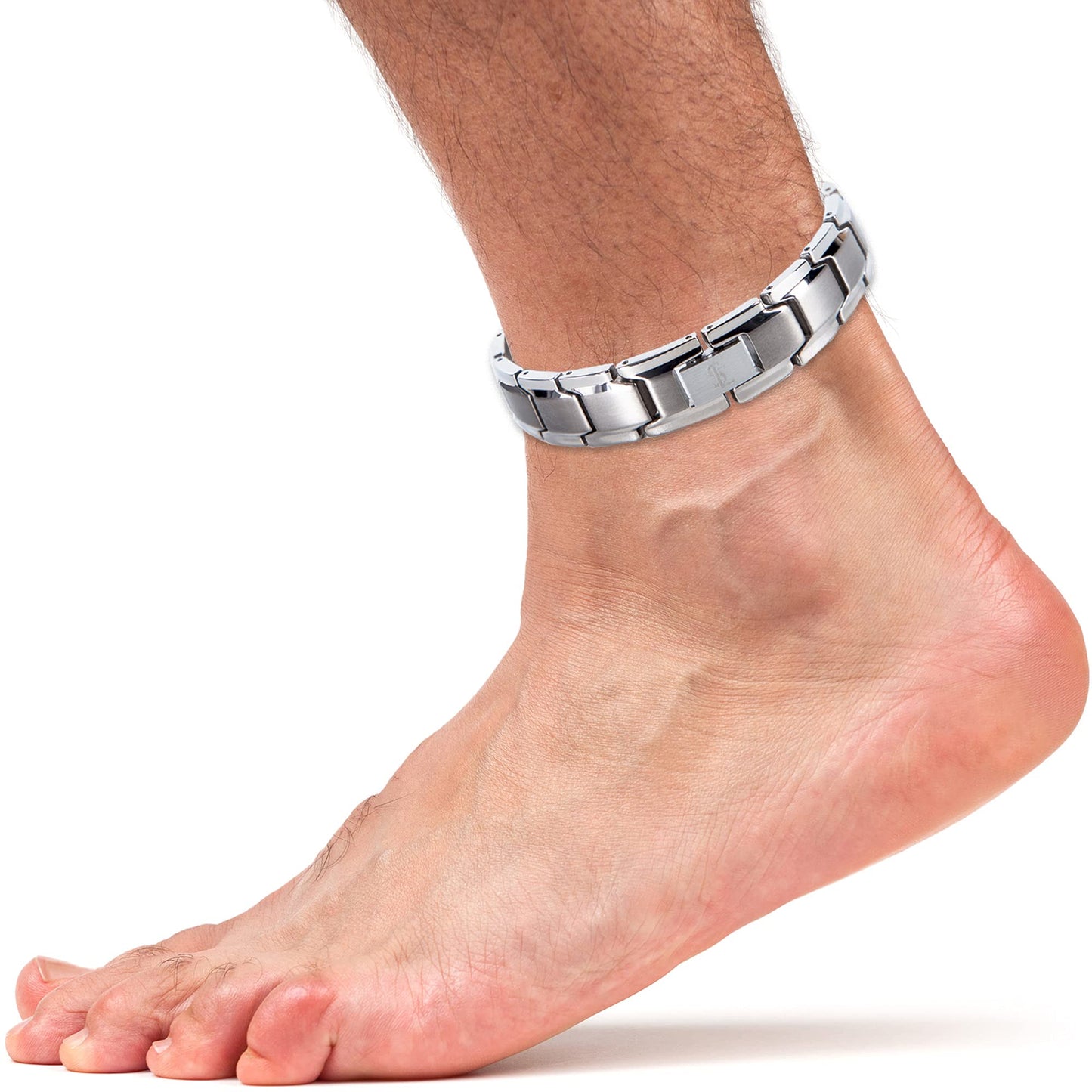 Smarter LifeStyle Elegant Titanium Magnetic Anklet for Men And Women - Adjustable Bracelet Length with Sizing Tool for Perfect Fit, Magnetic Ankle Bracelet (Silver)