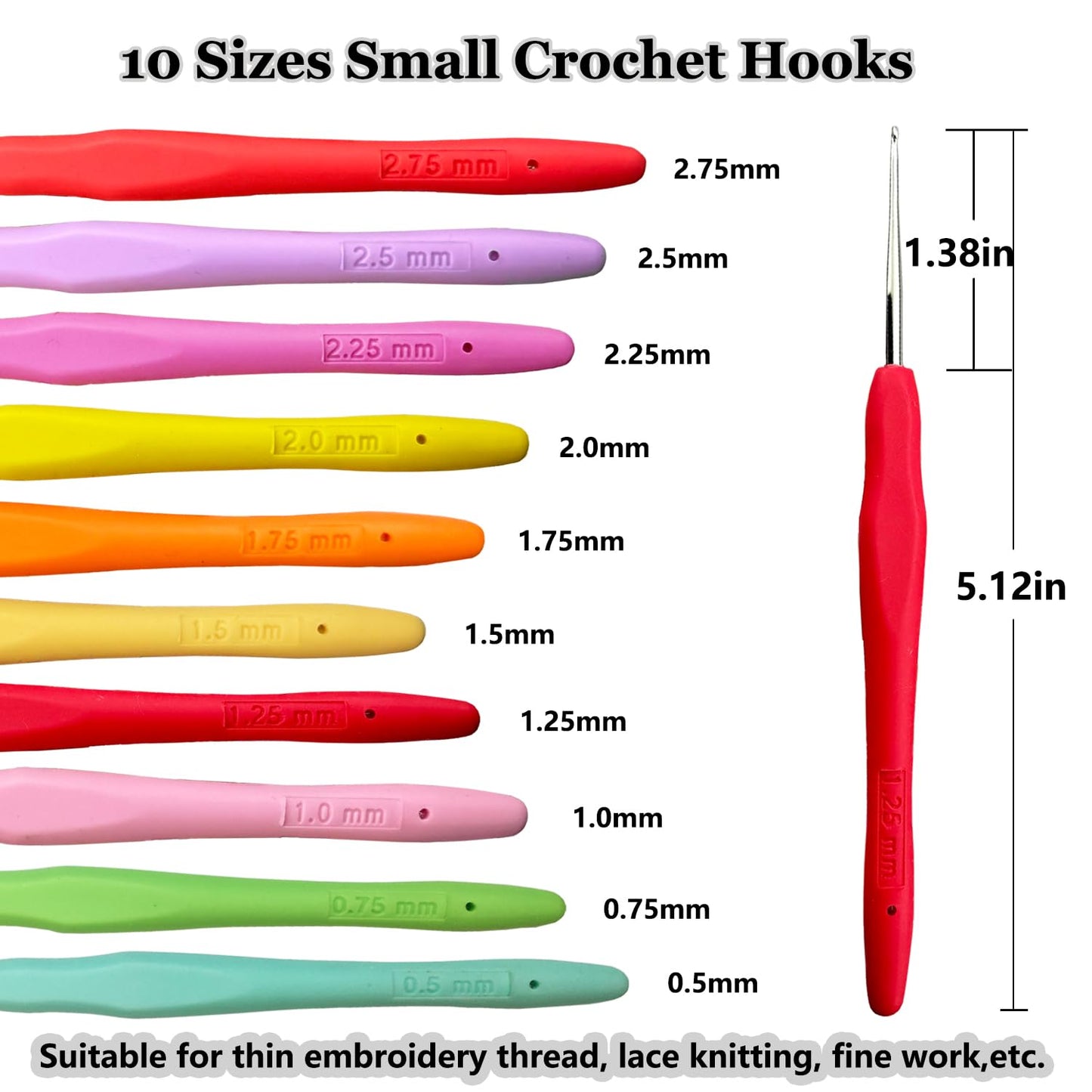 Hobekoee 22 Sizes Crochet Hooks Set with Grey Case,0.5mm-10mm Ergonomic Soft Handle Crochet Hook Needles Set for Arthritic Hands,Complete Crochet Set