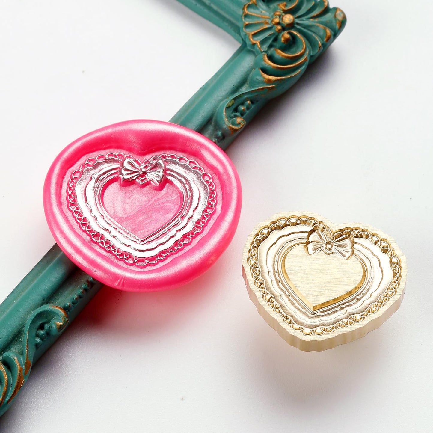 Wax Seal Stamp Kit - 24 Colors, 1pcs 3D Frame Stamp & 624 Pcs Stamp Beads, Electric Sealing Wax Warmer, Metallic Pen Decoration Setr (24, K)
