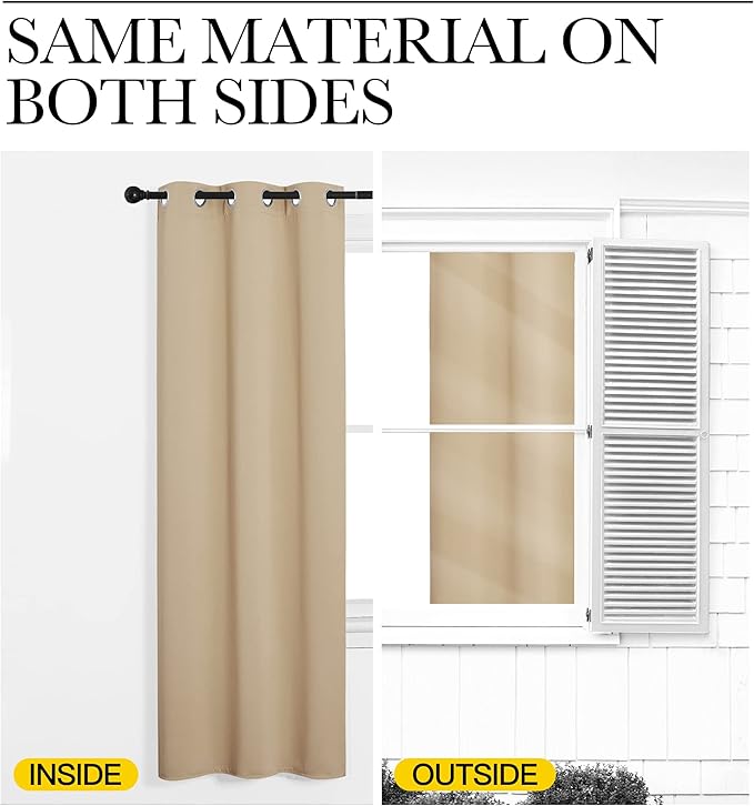 NICETOWN Bedroom Room Darkening Curtains - Triple Weave Microfiber Grommet Top Thermal Insulated Solid Room Darkening Panels/Drapes for Kid's Room (Biscotti Beige, 1 Pair, 55 inches by 96 Inch)