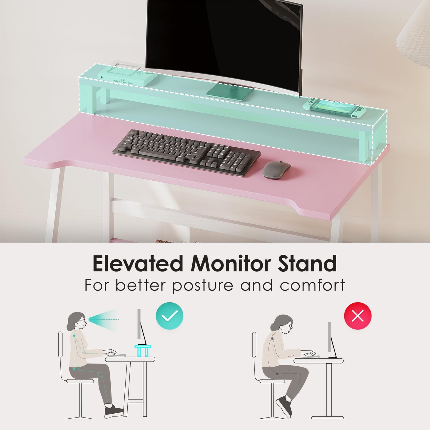 ALISENED 31.5 Inch Small Office Desk with Storage, Small Desk for Small Spaces, Compact Home Office Desk, Mini Study Desk for Bedroom, Pink