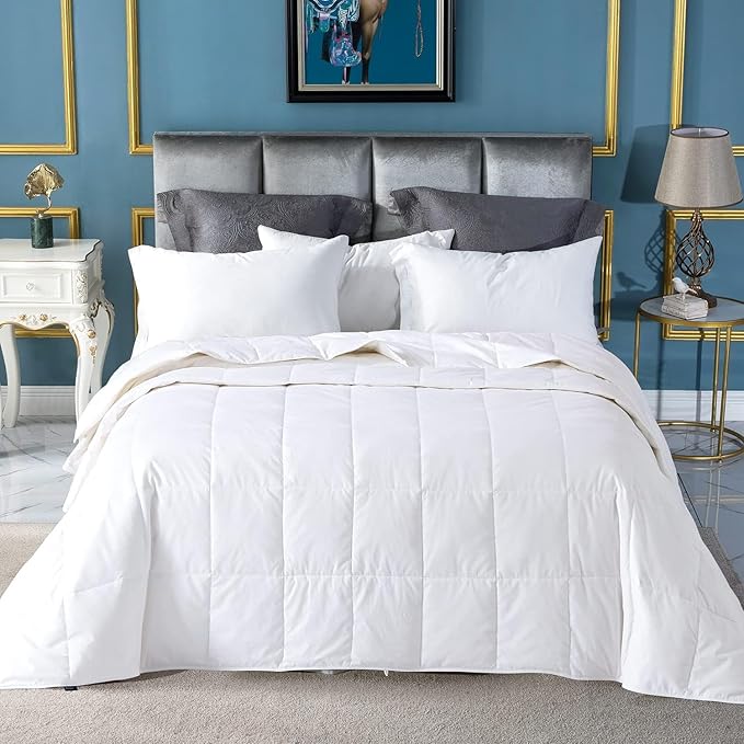 Globon Summer Down Comforter King Size, Extra Lightweight Blanket/Duvet Insert for Hot Sleepers, Noiseless & Extra Soft,106x90 inches,White