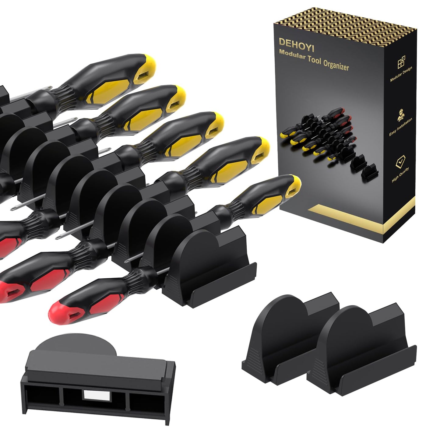DEHOYI 24pcs Magnetic Modular Screwdriver Organizer and Wrench Organizer for Tool Drawer and tool box. Modular & Expandable Screwdriver Holder with magnet, gift for brother and father.