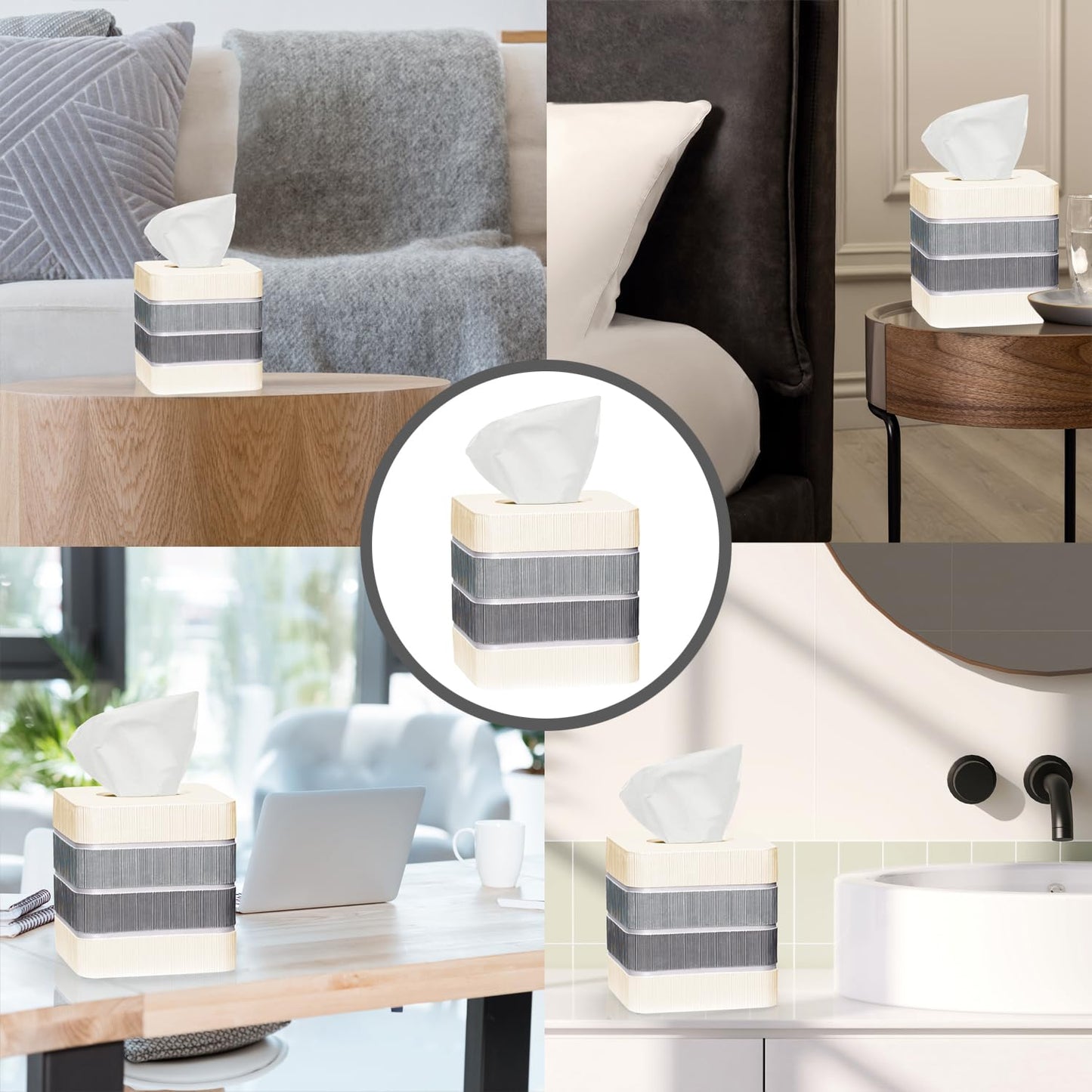 Resin Tissue Box Cover for Modern Home Decor - Minimalist Square Tissue Box Holder for Guest Room, Bedroom, Bathroom, Tabletop & Office - Durable and Aesthetic Tissue Holder, Modern