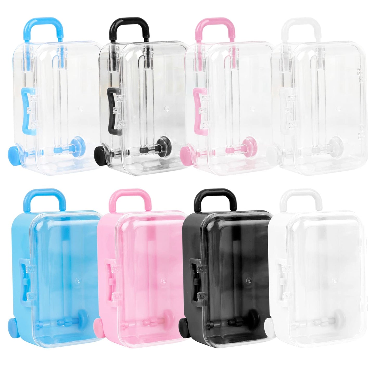 Framendino, 8 Pack Plastic Mini Suitcase Tiny Travel Jewelry Candy Box for Home Wedding Decoration (2.9" X 2" X 1.4")