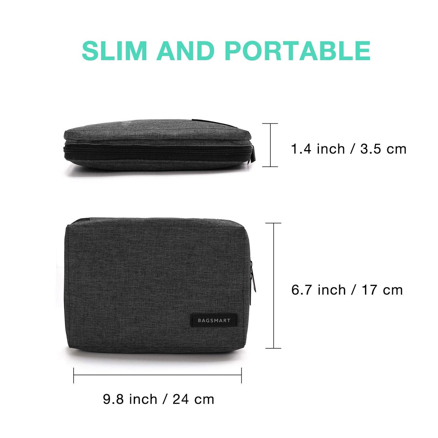 BAGSMART Electronics Organizer Travel Case, Small Cord Bag for Travel Essentials, Tech bag for Men Women, Cable Organizer for Phone, SD Card, Black