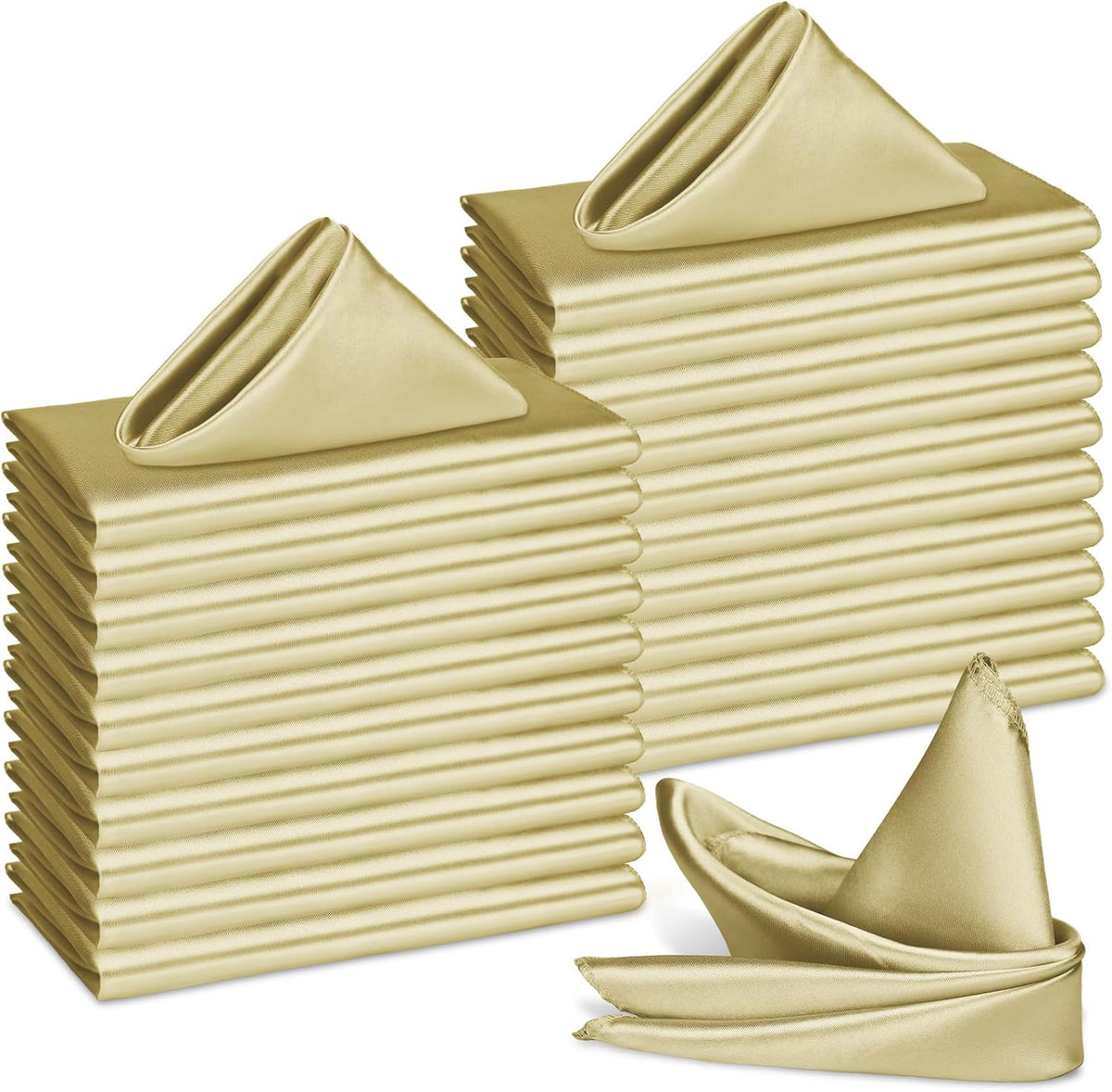 Bailarina 80 Pack Champagne Satin Napkins,17x17 Inches Wedding Napkins Square Soft Silky Table Napkins Bulk Decorative Elegant Cloth Napkin for Party Decoration, Banquet,Wedding,Graduation