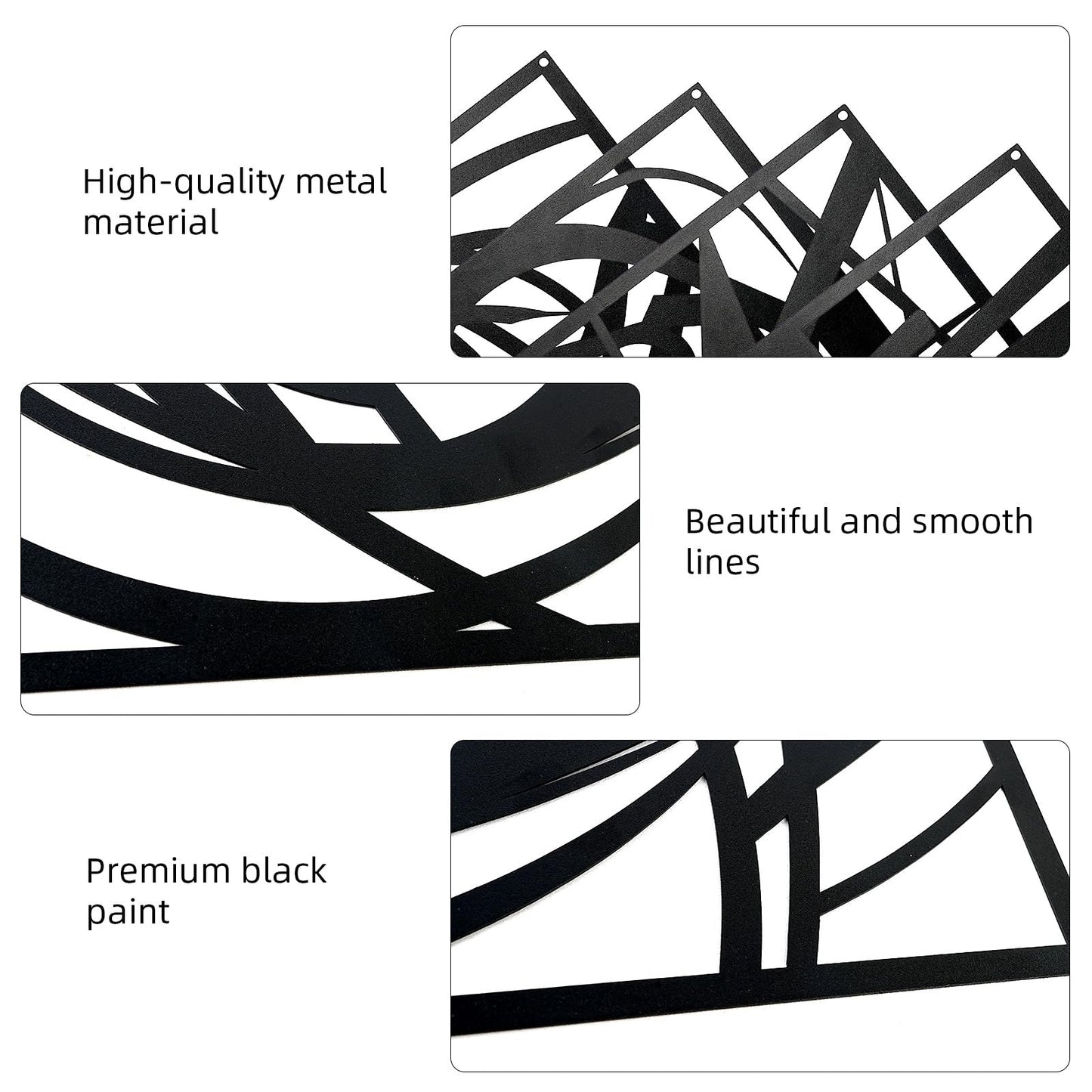 4 Pieces Black Abstract Metal Wall Art, Modern Minimalist Matte Wall Decor, 3D Textured Wall Sculptures, Black and White Wall Art for Living Room Bedroom Bathroom Study Office (15.7 x 10.6inch) (Abstract)