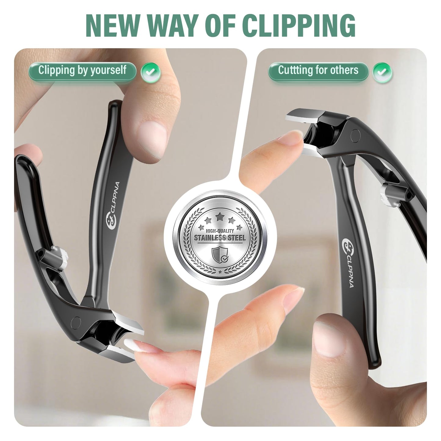 Toenail Clippers for Seniors with Safety Lock Long Handle, Large Toe Nail Clippers for Thick Toenails for Men Women, Wide Opening Slanted Fingernail Clippers with Catcher Precision Nail Cutter Set