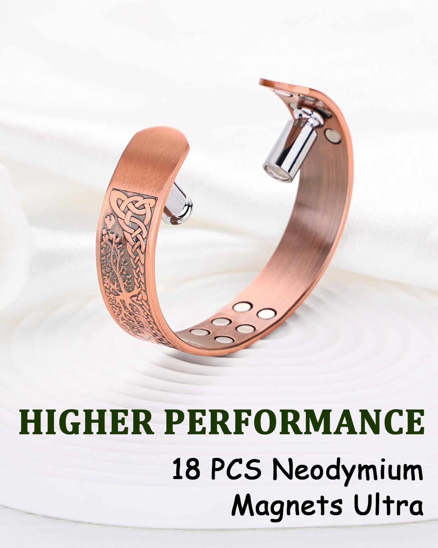 MagEnergy Copper Bracelet for Men, 18X Strength Magnetic Bracelet with 3800 Gauss Magnets, 99.99% Pure Solid Copper, Men's Jewelry Gift