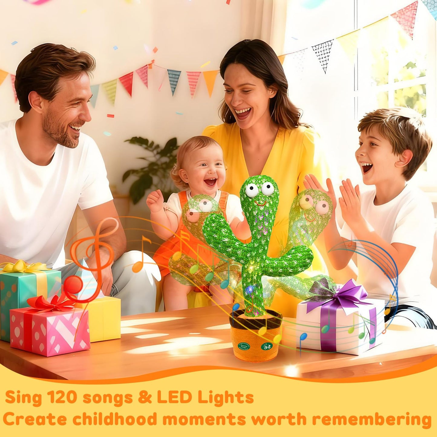 Hunfur Dancing Talking Cactus Toy,Interactive Funny Gift for Baby Infant 6-18 Months, Singing Record Repeat What You Say Light Up Toy for Toddler 1 2 3 Year Old Boy Girl