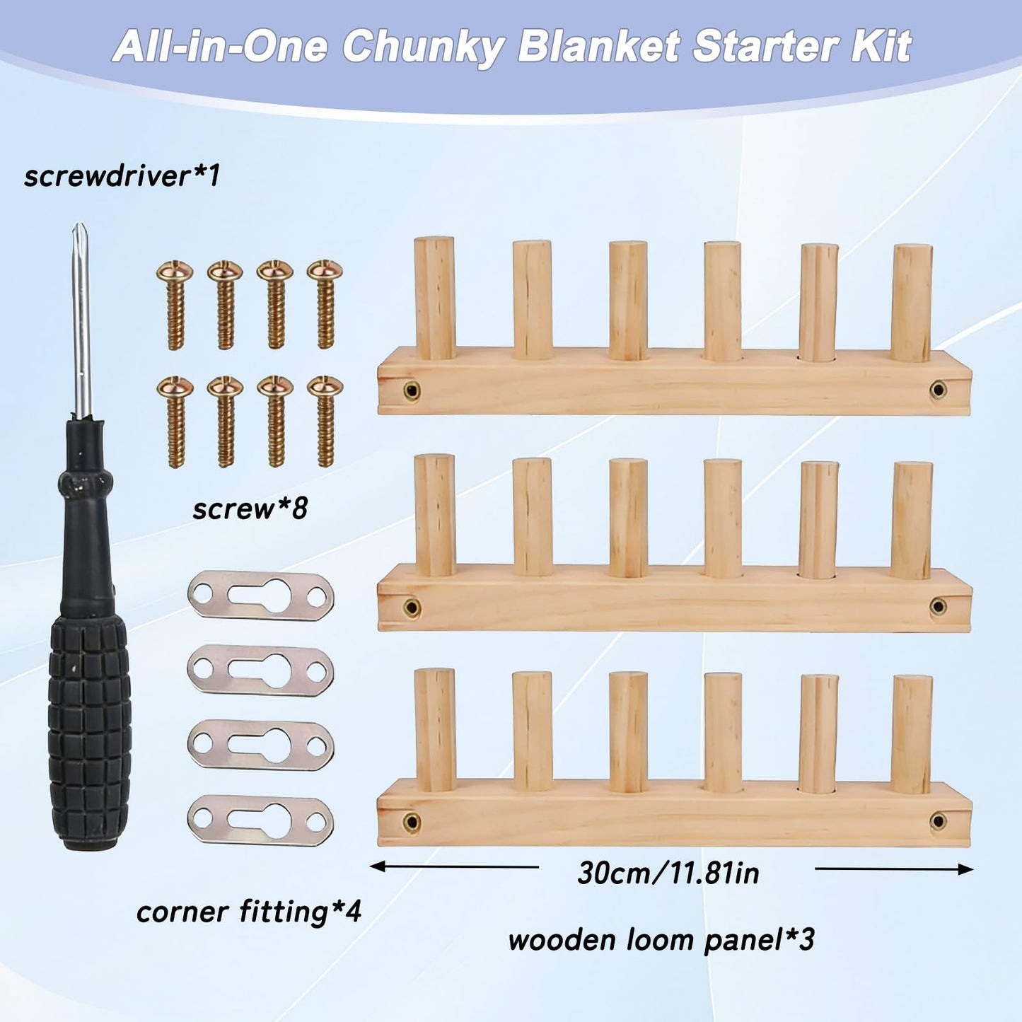 Xiyingcai 35.4" Wooden Chunky Knitting Blanket Loom Kit - Beginner-Friendly Hand Knitting Loom for Chunky Yarn, DIY Blanket Throw Weaving Loom for Adults