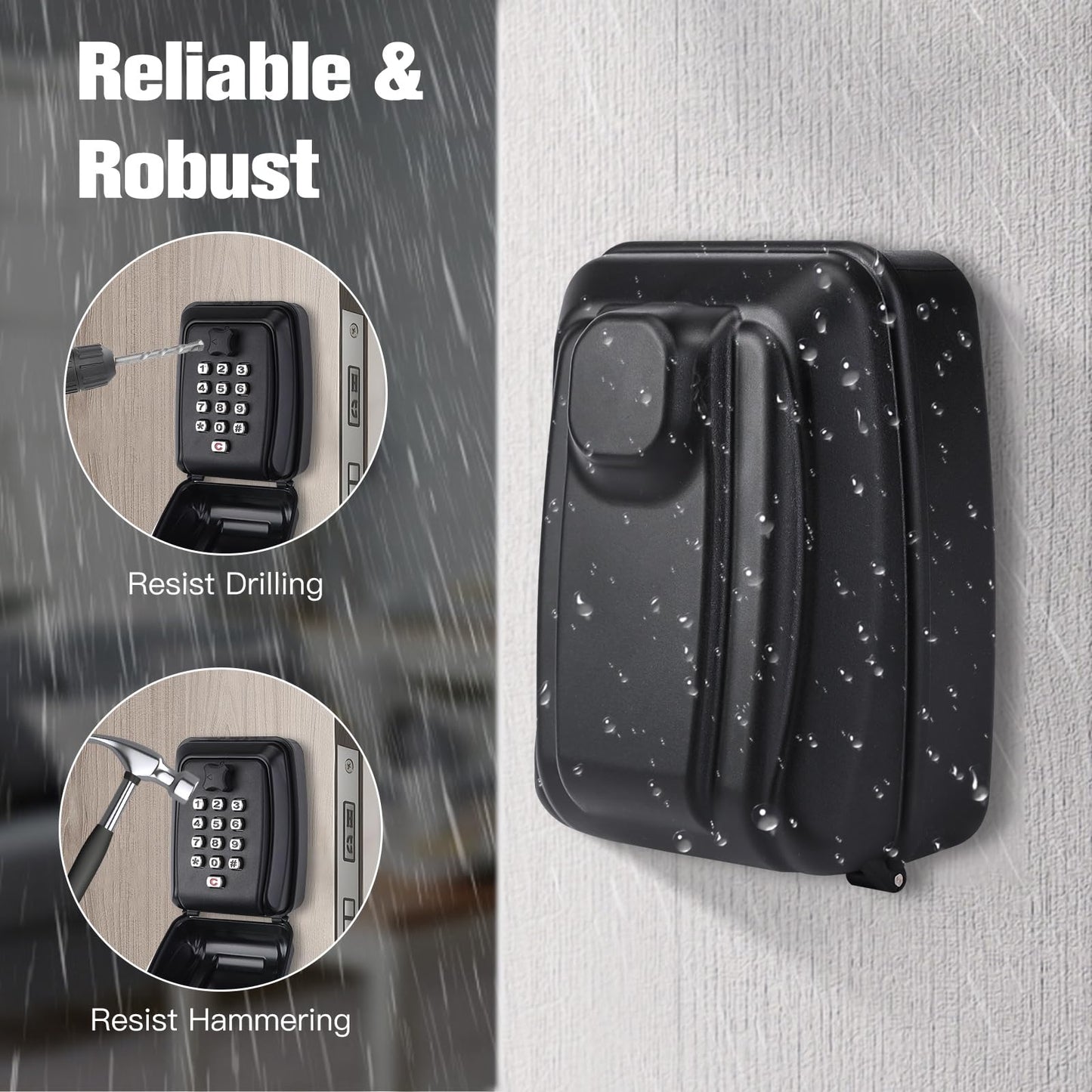 Thlevel Key Lock Box for Outside, Key Safe Wall Mounted Outdoor Waterproof Extra Large Key Box 12-Digit Combination Key Storage Box with Weatherproof Cover for Home Garage School Office, Black