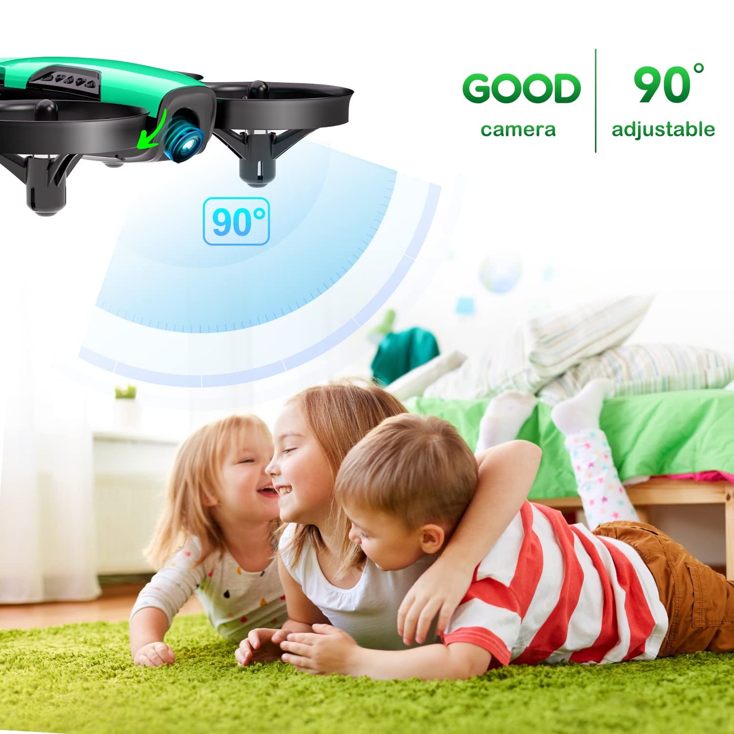 Loolinn | Drone for Kids 8+ Gift with Camera - Mini Drone, Remote Control Quadcopter Drone with 90° Adjustable Camera, Safe for Kids, Photos and Videos, Easy to Fly (Gift for Boys and Girls)