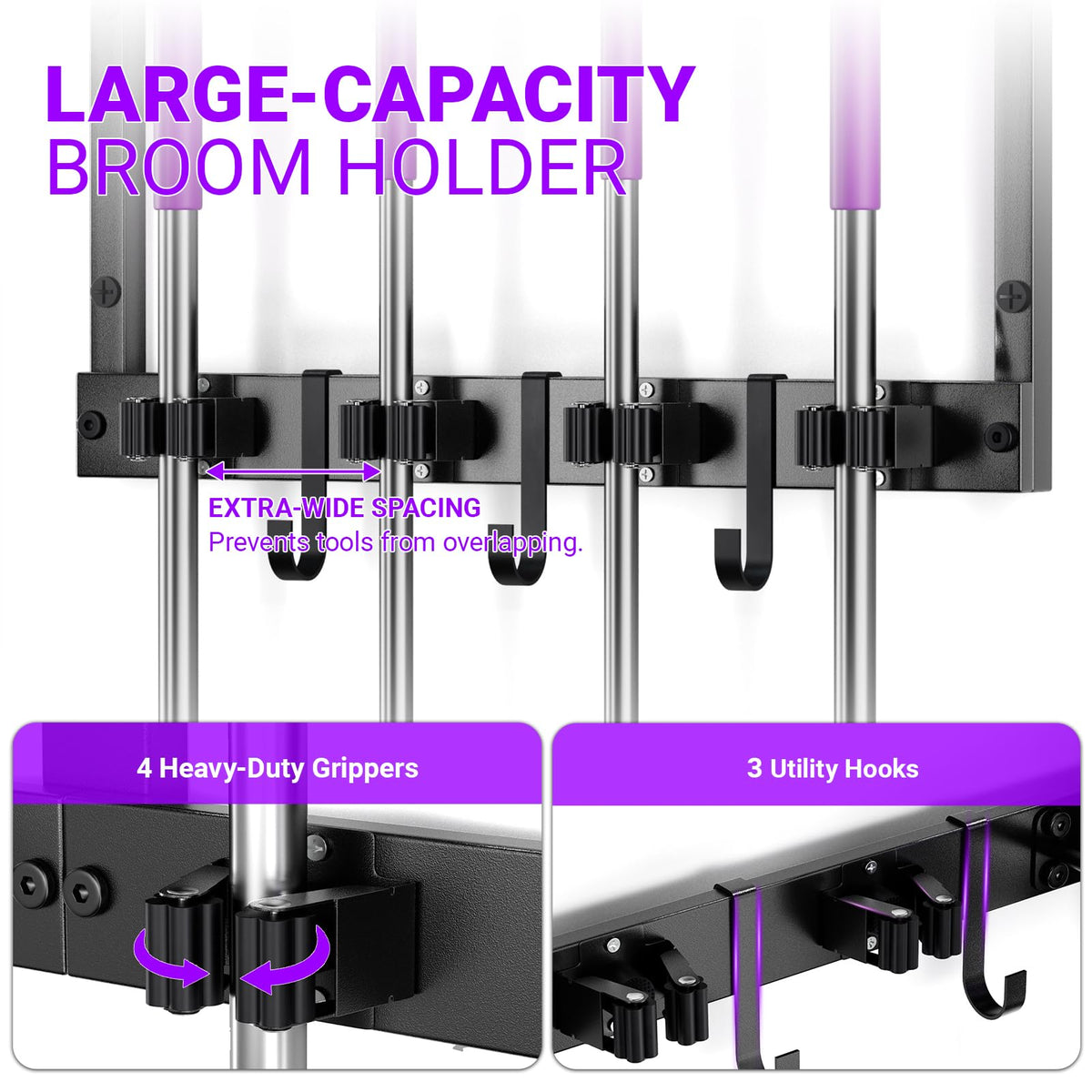Heavy Duty Broom Holder Wall Mount