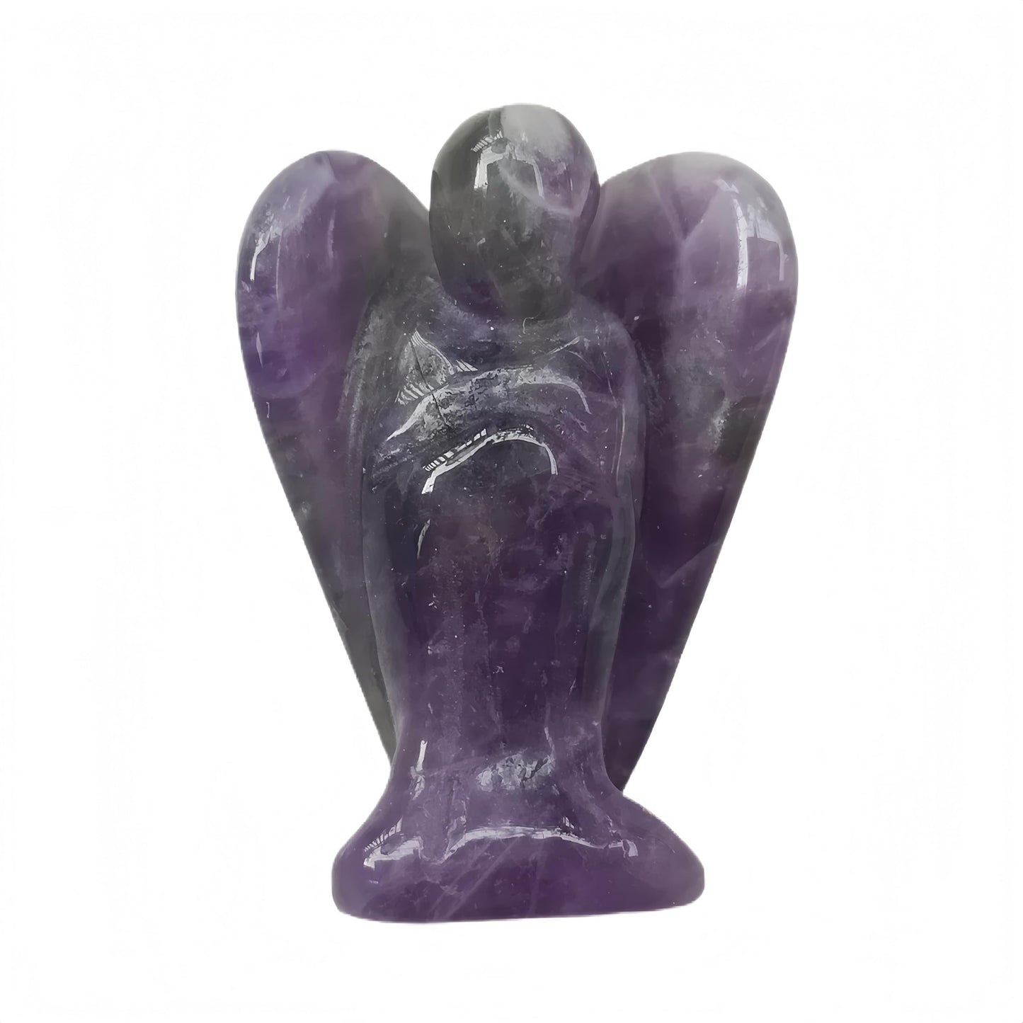 Afucats Natural Amethyst Healing Guardian Angel Indoor Decorative Stone,1.5 Inches Carving Pocket Palm Statue,Gift for Her Christmas Décor