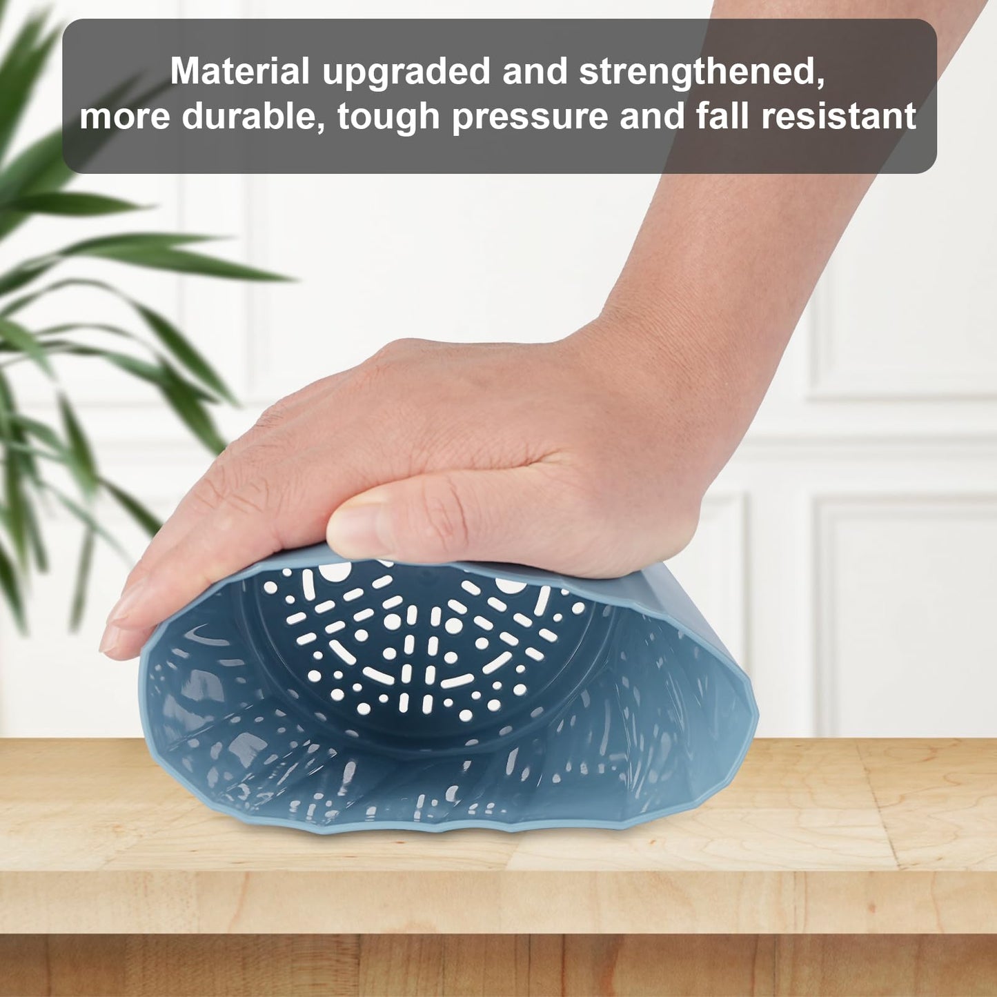 KIMCHOMERSE Self Watering Plant Pots 4.7 Inch, 3 Pack Indoor Planters with Drainage Holes & Saucers, Decorative Plastic Flower Pots for House Plants Home Office Decor (White, Pink, Blue)