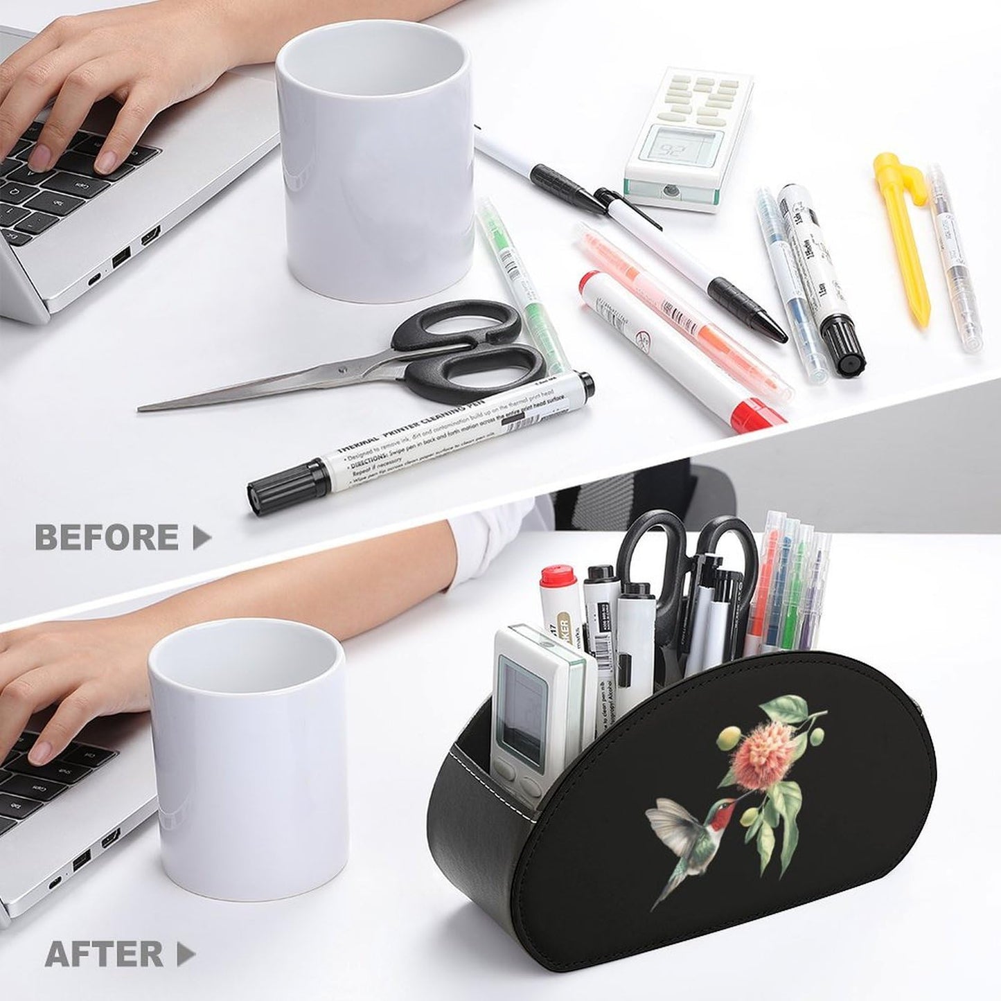 Hummingbird Remote Control Holder with 5 Compartments Caddy Desktop Organizer for Home Office
