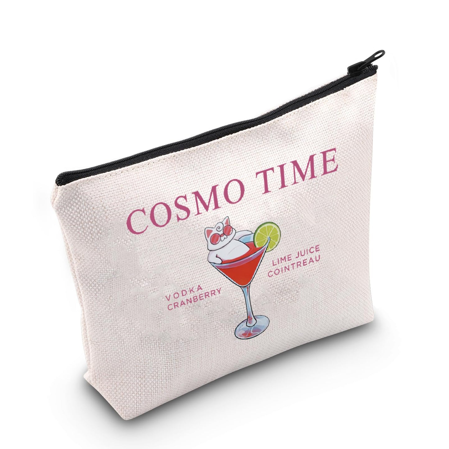 WCGXKO Cosmo Cocktail Gift Set - Cosmo Time Makeup Bag for Alcohol Drinking Lovers
