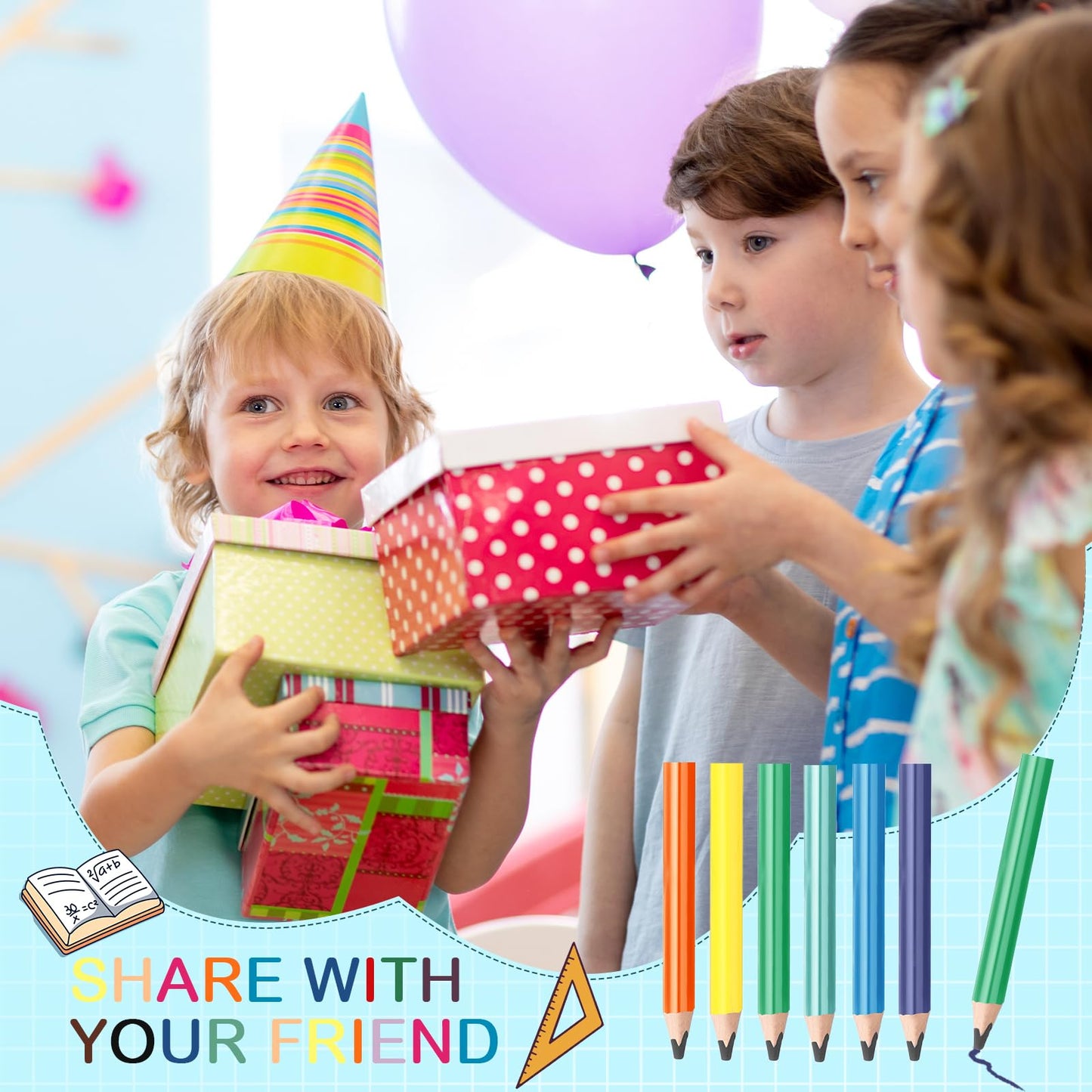 Spakon 96 Pcs Jumbo Pencils for Kid Bulk 3.5 Inch Wooden Triangle Short Fat Chunky Pencil with Sharpener for Student Toddler Preschooler Beginner Kindergarten Classroom Supplies