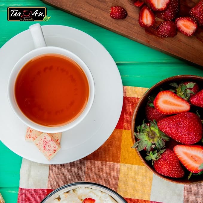 Tea4U Flavored Black Ceylon TeaBags (Strawberry) - Ideal Quality from Sri Lanka's Finest Leaves and Expertly Blended - 25 Count