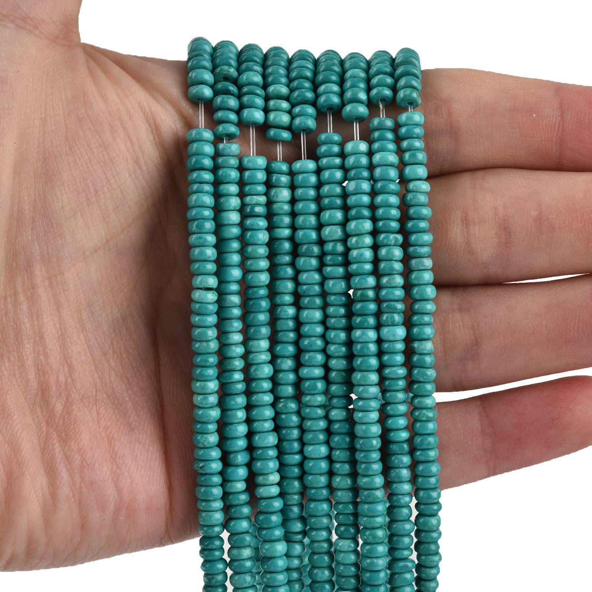 180pcs 4x2mm Green Turquoise Disk Rondelle Spacer Natural Stone Semi Precious Gemstone Loose Beads for Jewelry Making 15.5 Inch