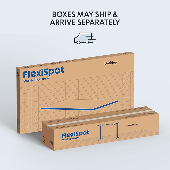 FLEXISPOT EN1 One-Piece Standing Desk, 60 x 24 Inches Electric Height Adjustable Desk for Home Office (White Frame + White Desktop, 2 Packages)