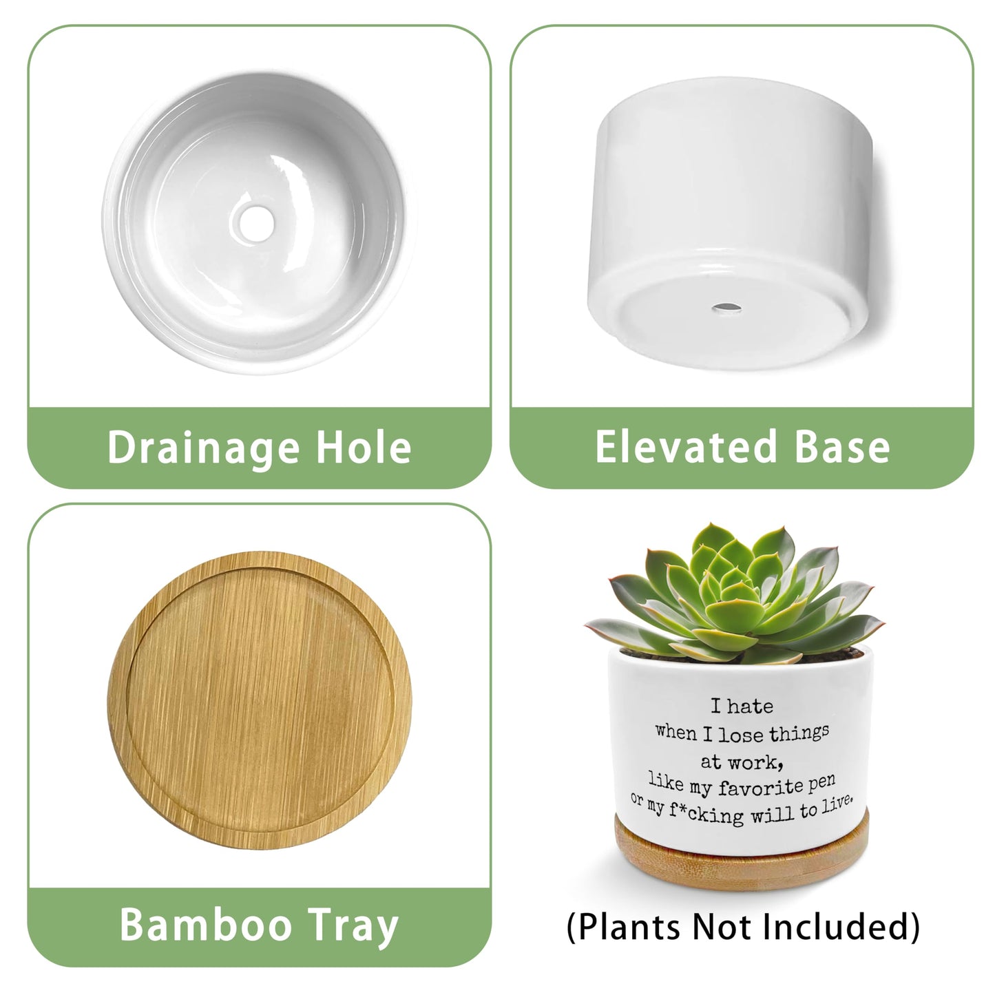 EVIHCG Office Humor Gifts Planter Pots, Funny Sarcastic Gifts for Coworkers, I Hate When I Lose Things at Work Ceramic Succulent Plant Flower Planters for Home Office Desk Table Shelf(No Plants)