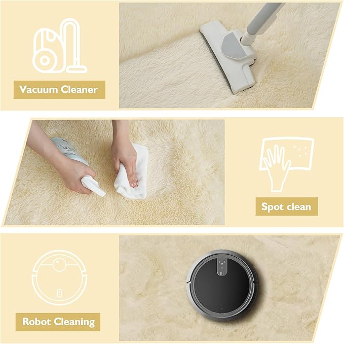 yulidayang Fluffy Round Area Rugs for Bedroom,Ivory 3'X3'Shag Circle Area Rugs for Girls Room,Non Slip Fuzzy Plush Rug for Kids Room Living Room and Dorm Home Rug
