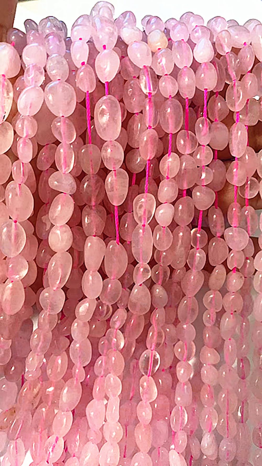 jodaying 6-8mm Natural Rose Quartz Nuggets Oval Free Tumbled Pebble Semi Precious Gemstone Loose Stone Beads Approx 15.5 inch for DIY Jewelry Making