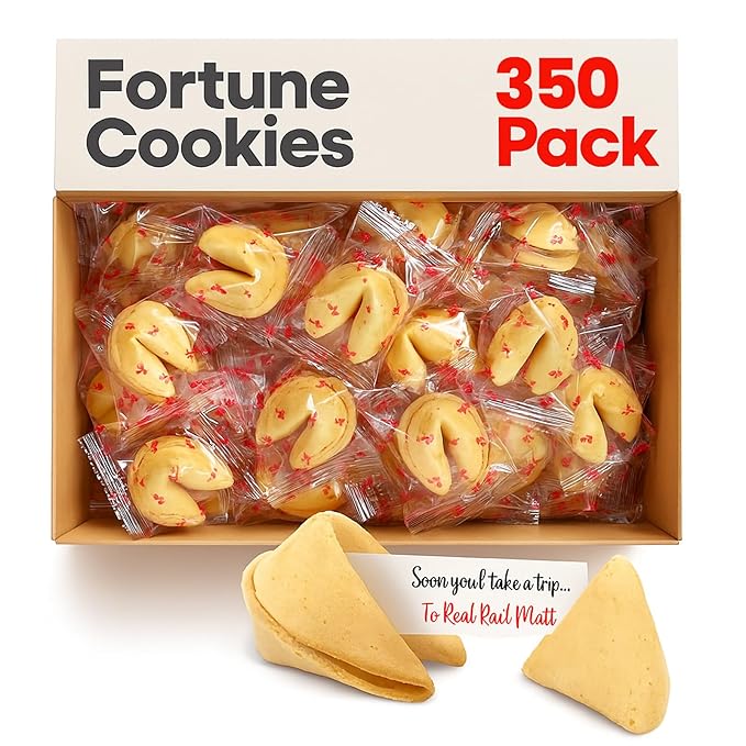 Fortune Cookies |350 Pack| Individually Wrapped Fortune Cookies for Christmas, Parties, Weddings, Events, and Celebrations with Fun Fortunes (350 Pack)