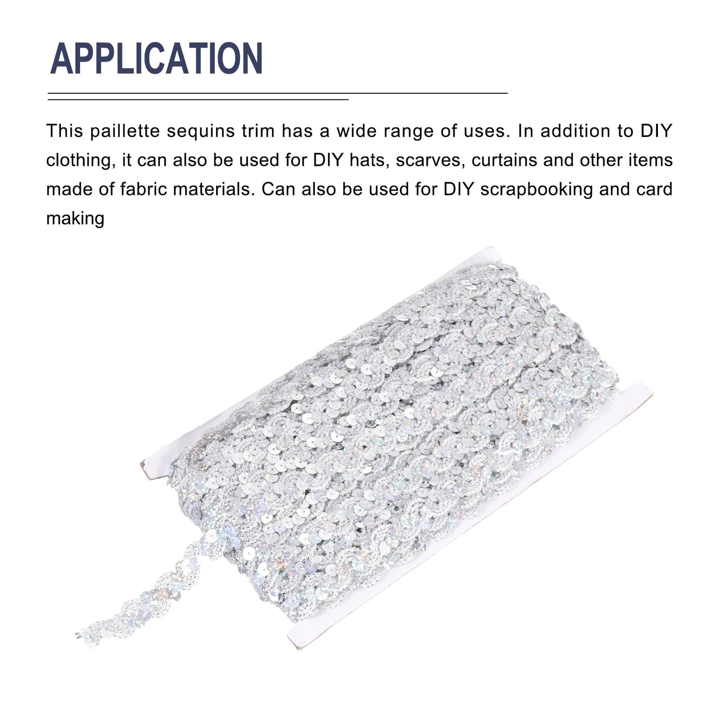 MECCANIXITY 27 Yard Sequins Beaded Lace Trim 0.6 Inch Wave Sequin Braid Trim Strip Paillette Ribbon for Crafts, Embellishments, DIY Sewing Costume, Bling Silver