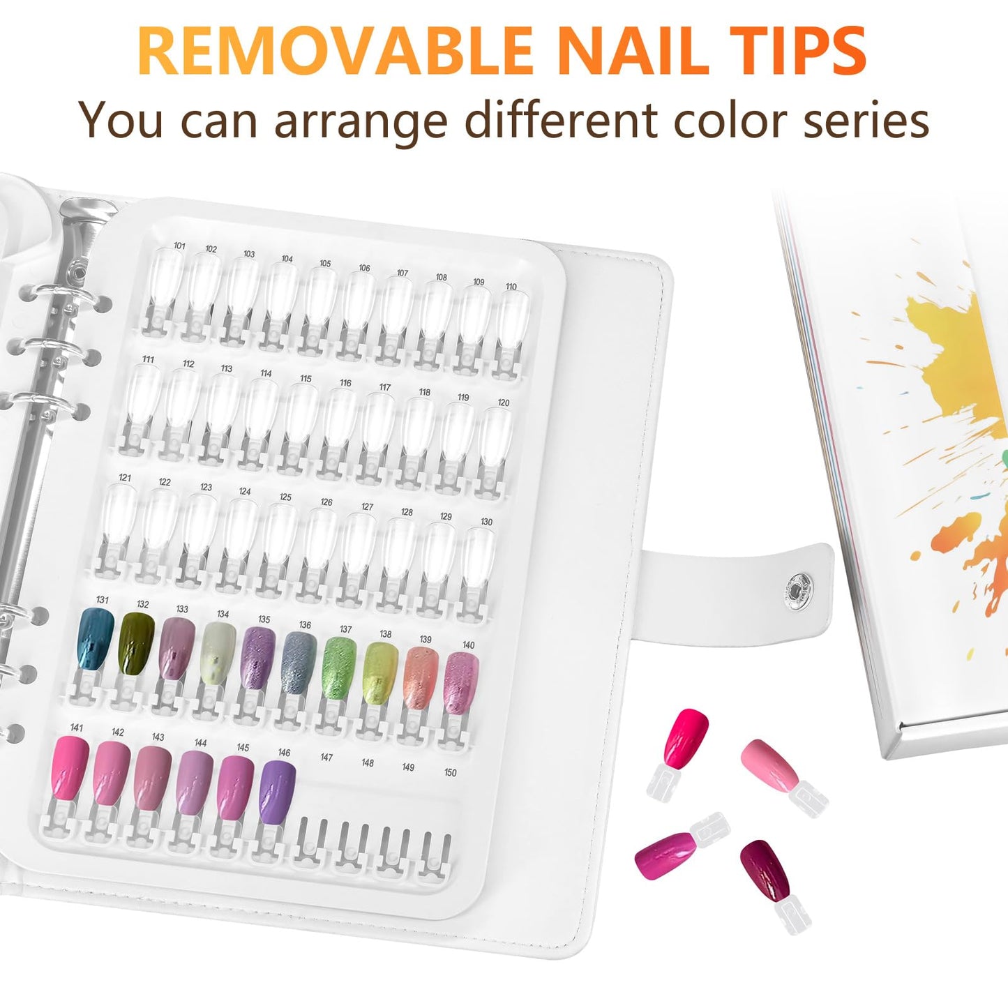 I·B·N G Upgraded Nail Color Swatches Nail Sample, Detachable 150 Nail Polish Color Display Book with Clear Nail Tips, C11