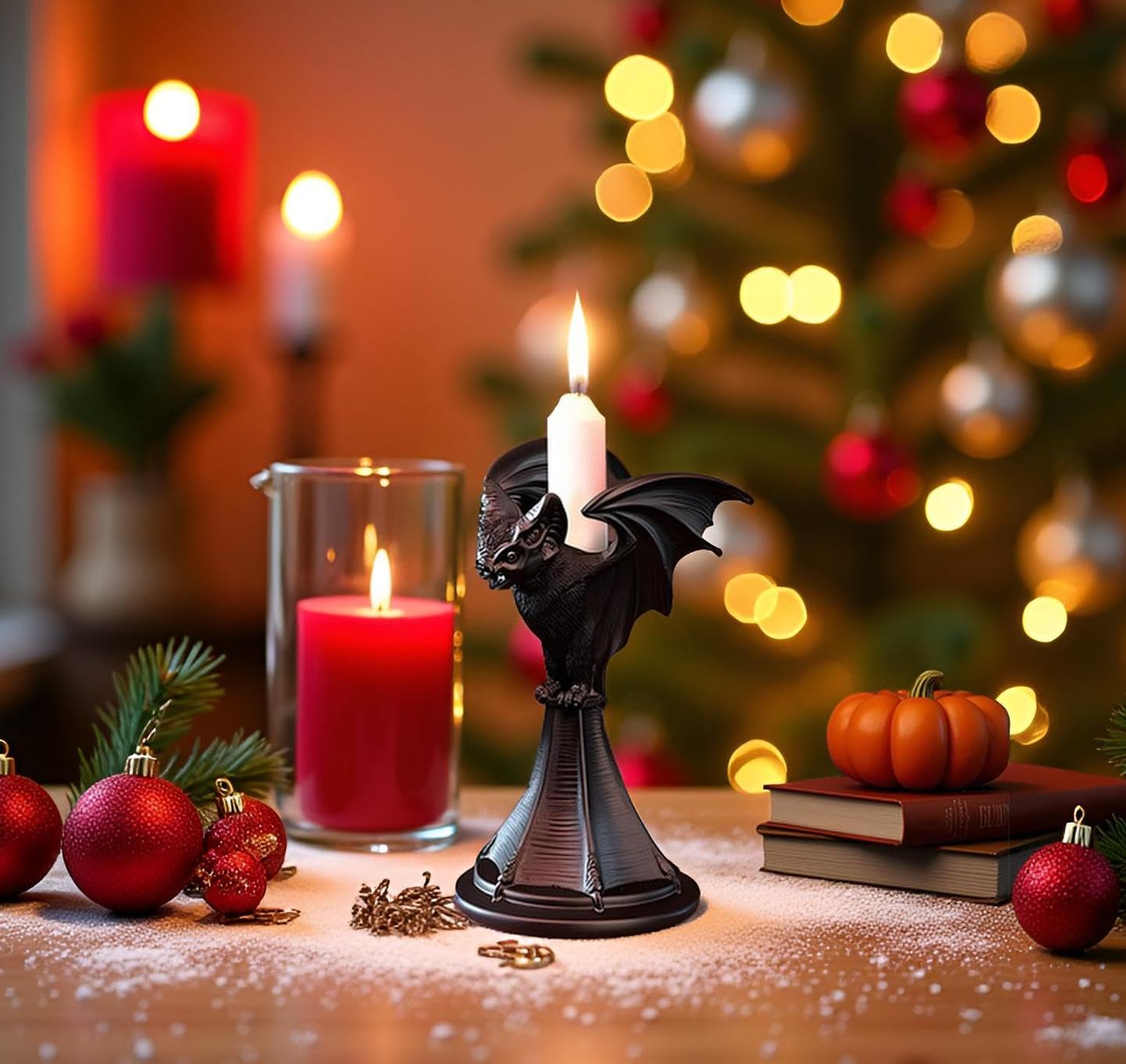 Gothic Decor Bat Halloween Candle Holder for Home-Goth Gift Candle Sticks Holder (Bat)