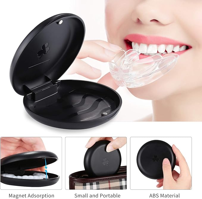 (5 Pack) Retainer Case,Solid Orthodontic Retainer Case-Black