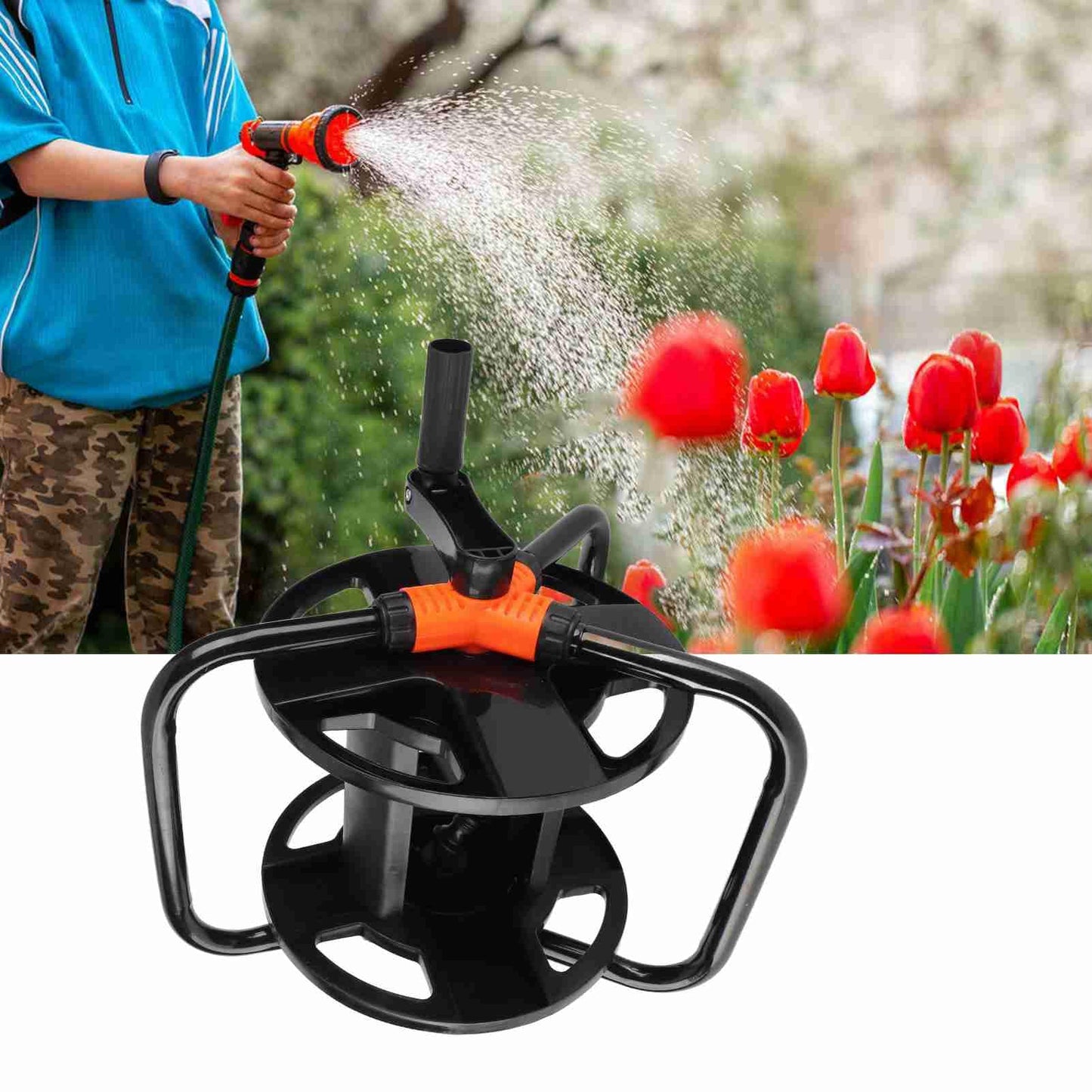 HURRISE ABS Hose Reel with Single Arm, Wall-Mounted Garden Hose Storage Rack for Car Washing & Watering