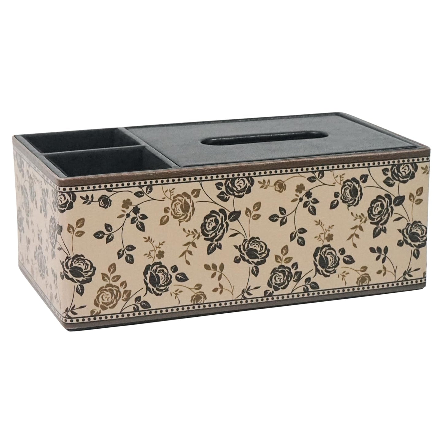 DreamsEden PU Leather Tissue Box Cover with Storage Tray, Multi-Functional Organizer for Tissues & Remote Control for Bedroom, Nightstand, End Table, Living Room