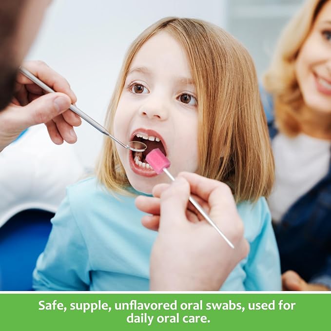 Operitacx 250 Count Disposable Oral Swabs Hexagon Pink Mouth Sponges for Teeth Cleaning Daily Oral Care for Adults and Kids