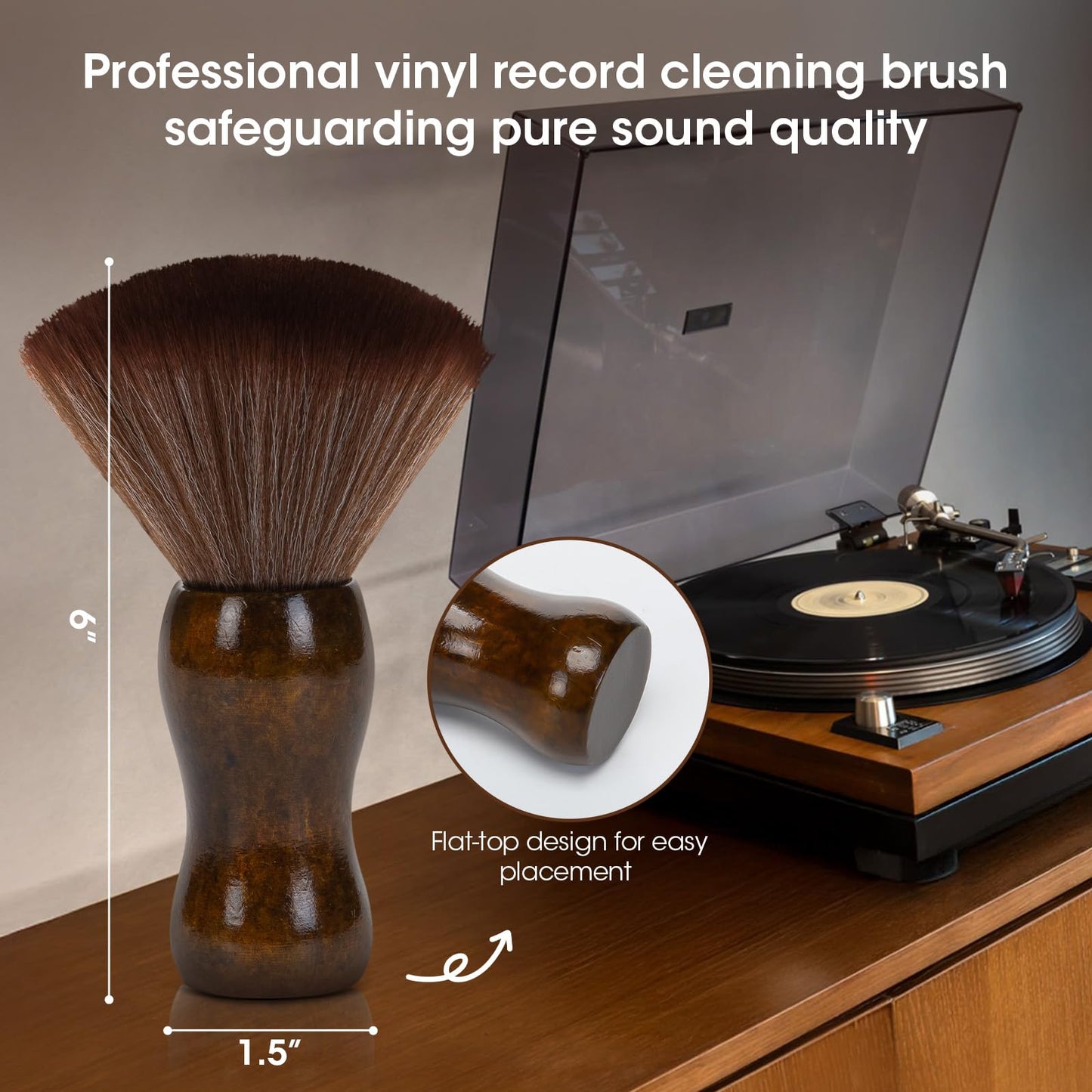 Vinyl Record Cleaning Brush - Ultra Soft Anti Static Brush for Vinyl Records - Essential Record Player Accessories for Flawless Vinyl Care