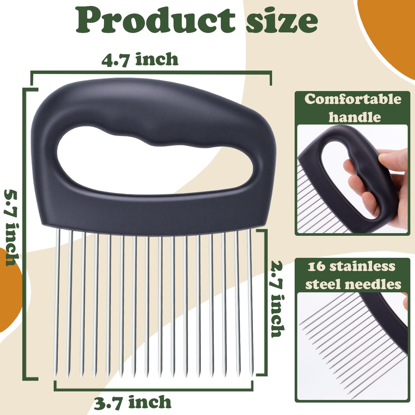 FATUXZ Extra-Large Onion Holder for Slicing, Onion Chopper Vegetable Cutter, Extra-Large Tomato Slicer with 16 Long Needles, Veggie Chopper for Potato, Meat Tenderizer Tool, Food Slicer Kitchen Gadget