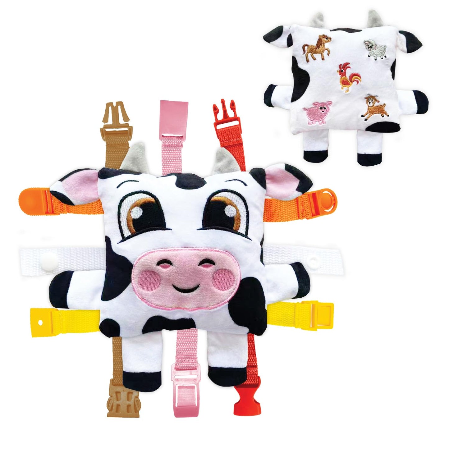 Buckle Toys - Bessie Cow - Learning Activity Toddler Plane Travel Essential Toy - Develop Motor Skills and Problem Solving