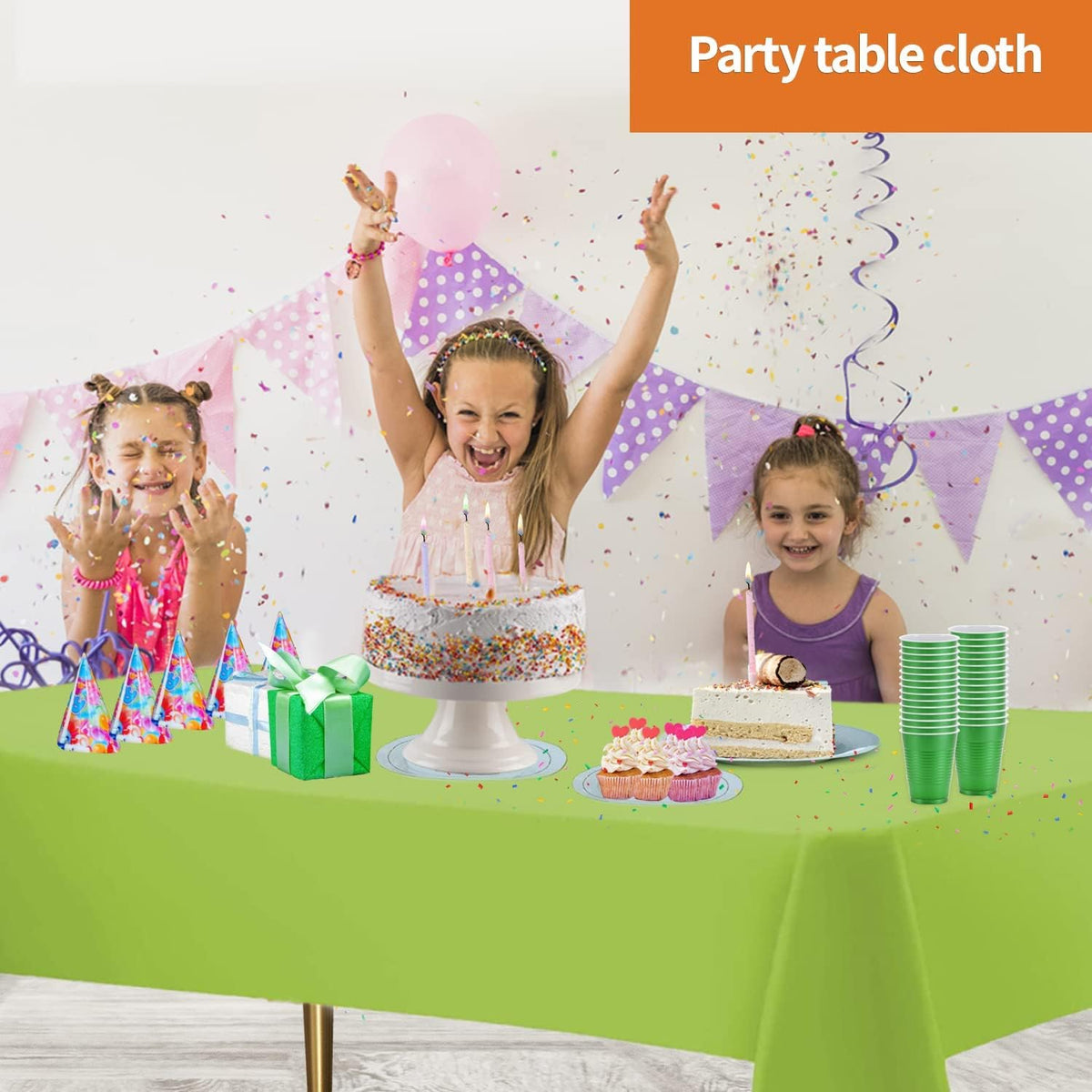 Lime Green Disposable Plastic Tablecloth for Rectangle Tables (48 Pack) Premium Decorative Table Cloths for Parties, Events & Weddings, Indoors & Outdoors, 54 x 108 inches