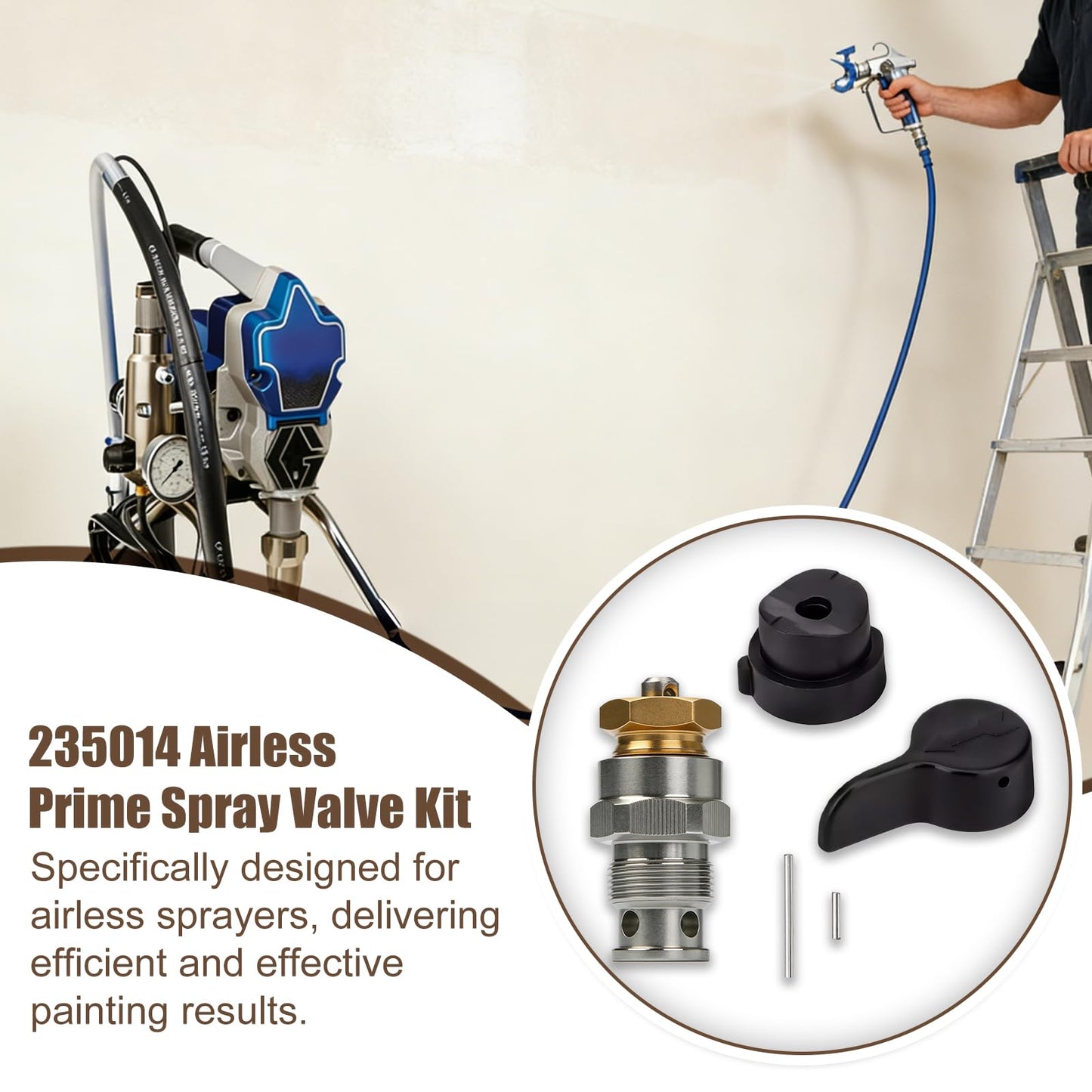 235014 Airless Spray Prime/Drain Valve - Compatible with Graco 210/230/390/395/490/495/595 & 3400 - Aftermarket Replacement for Airless Paint Sprayer & Spray Gun Part