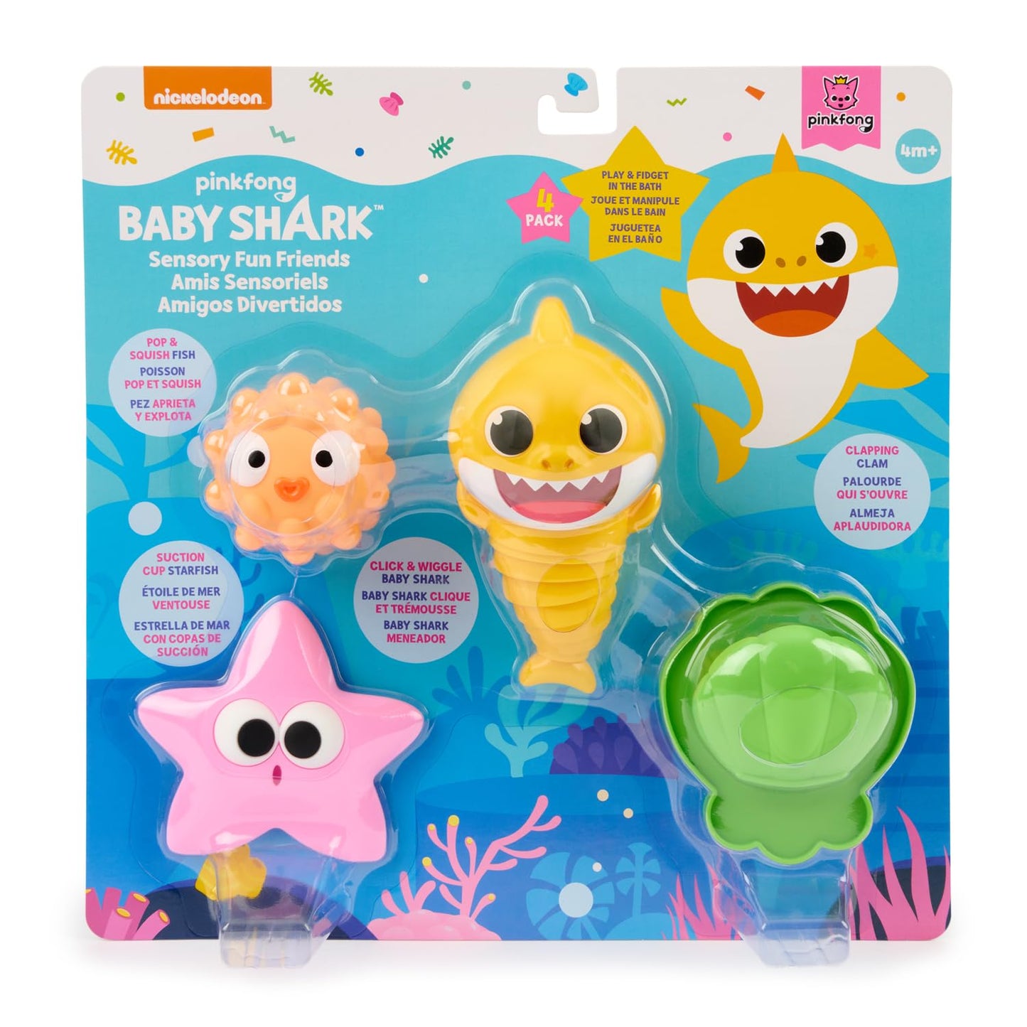 Baby Shark Sensory Fun Friends, 4 Pack, Fidget Toys, Develop Sensory Skills (4+ Months)
