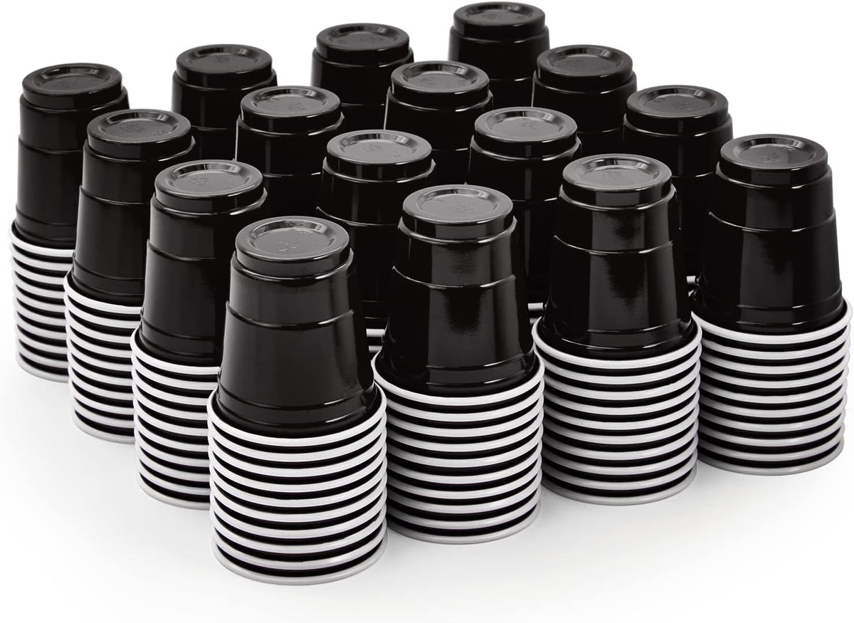 Lilymicky 600 PACK 2 oz Plastic Shot Glasses, Mini Black Disposable Shot Cups for Parties, Carnivals, and Any Events