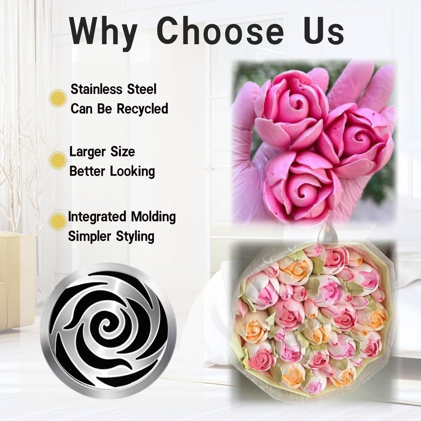 10PCS Extra Large Russian Piping Tips, Stainless Steel Icing Nozzles for Cake Flower Decoration, DIY Cream Bouquets, Cookies & Dessert Baking Tools